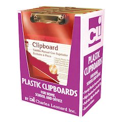 Transparent Plastic Clipboard with Clip and Pull Out Hook, Pack of 12