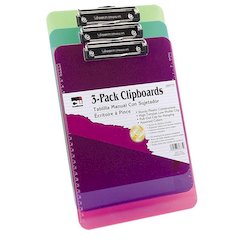 Plastic Clipboard w/Low Profile Clip, Letter, Pack of 3