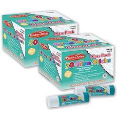 Creative Arts Economy Glue Stick Classpack, .28 oz., Clear, 30 Per Pack, 2 Packs