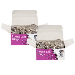 Loose Leaf Book Rings, 1" Diameter, 100 Per Box, 2 Boxes