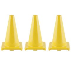 Hi-Visibility Flexible Vinyl Cone, 12", Yellow, Pack of 3