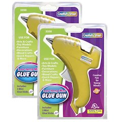 Low-Temp Mini Glue Gun, Yellow, 1 Glue Gun + 3 Glue Sticks Per Pack, 2 Packs