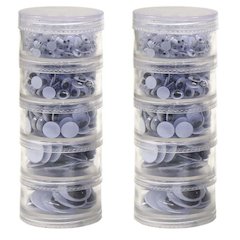 Wiggle Eyes Storage Stacker, Black, Round & Oval Shapes, 560 Per Pack, 2 Packs