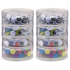 Wiggle Eyes Storage Stacker, Round Assorted Black, 400 Pieces Per Pack, 2 Packs