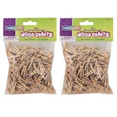 Mini Spring Clothespins, Natural, 1", 250 Per Pack, 2 Packs
