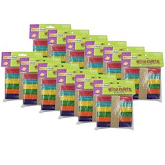 Regular Craft Sticks, Bright Hues Assorted, 150 Per Pack, 12 Packs