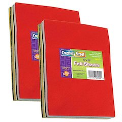 Felt Sheets, 7 Assorted Colors, 9" x 12", 1 lb. Per Pack, 2 Packs