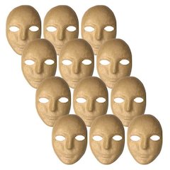 Papier Maché Mask, 8" x 5-1/4", Pack of 12