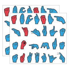 Magnetic Sign Language Letters, Red & Blue Colors, 26 Pieces Per Pack, 2 Packs