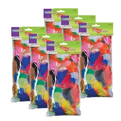 Turkey Plumage Feathers, Bright Hues Assorted, 1 oz. Per Bag, 6 Bags