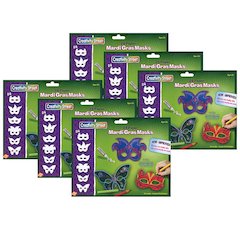 Die-Cut Paper Masks, Mardi Gras Assortment, 24 Pieces Per Pack, 6 Packs