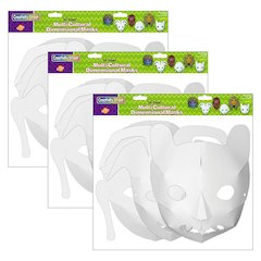 Die-Cut Paper Masks, Multi-Cultural Assortment, 24 Per Pack, 3 Packs