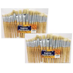 Beginner Paint Brushes, Preschool Brush Set, 24 Brushes Per Pack, 2 Packs