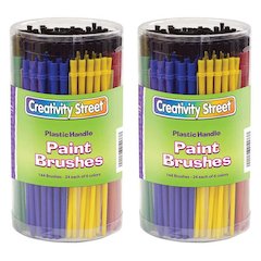 Plastic Handle Brush Classroom Pack, 7" Long, 144 Brushes Per Pack, 2 Packs