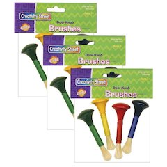 Beginner Paint Brushes, Door Knob Handles 4 5" Long, 4 Brushes Per Pack, 3 Packs