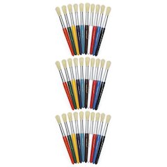 Beginner Paint Brushes, Round Stubby Brushes, 10 7.5" Long, 10 Per Pack, 3 Packs