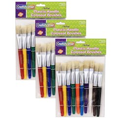 Beginner Paint Brushes, Flat Stubby Brushes, 10 7.5" Long, 10 Per Pack, 3 Packs
