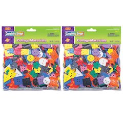 Plastic Buttons, Assorted Colors, 3/4" to 1", 1 lb. Per Pack, 2 Packs