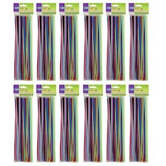 Regular Stems, Assorted Colors, 12" x 4 mm, 100 Pieces Per Pack, 12 Packs