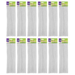 Regular Stems, White, 12" x 4 mm, 100 Per Pack, 12 Packs