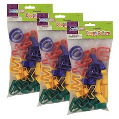 Dough & Clay Cutter Set, Capital Letters, 1-9/16", 26 Pieces Per Pack, 3 Packs