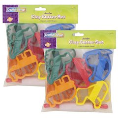 Jumbo Dough & Clay Cutter Set with Rolling Pin, 20 Pieces Per Set, 2 Sets