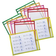 Dry Erase Pockets, 5 Assorted Neon Colors, 10 Pockets Per Pack, 2 Packs