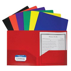 TWO POCKET POLY PORTFOLIOS 36/BOX ASSORTED WITHOUT PRONGS