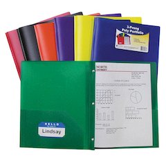TWO POCKET POLY PORTFOLIOS 36/BOX ASSORTED WITH PRONGS