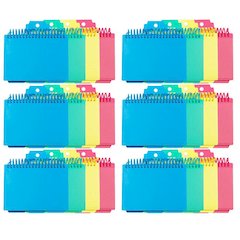 Spiral Bound Index Card Notebook with Index Tabs, Pack of 6
