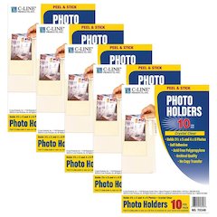 Peel & Stick Photo Holders, Clear, 4" x 6", 10 Per Pack, 5 Packs
