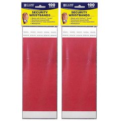 DuPont Tyvek Security Wristbands, Red, 100 Per Pack, 2 Packs
