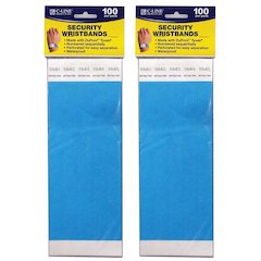 DuPont Tyvek Security Wristbands, Blue, 100 Per Pack, 2 Packs