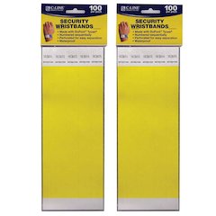 DuPont Tyvek Security Wristbands, Yellow, 100 Per Pack, 2 Packs