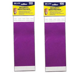 DuPont Tyvek Security Wristbands, Purple, 100 Per Pack, 2 Packs