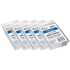 Pressure Sensitive Badges, Hello my name is, Blue, 100 Per Pack, 5 Packs
