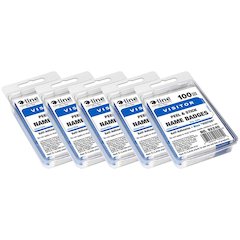 Pressure Sensitive Badges, Visitor, Blue, 3-1/2" x 2-1/4", 100 Per Pack, 5 Packs