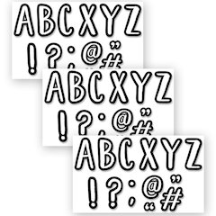 Café 7 Inch Designer Letters, 114 Pieces Per Pack, 3 Packs