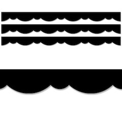Core Décor Black Stylish Scallops EZ Border, 48 Feet Per Pack, 3 Packs