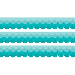Painted Palette Ombre Turquoise Scallops EZ Border, 48 Feet Per Pack, 3 Packs