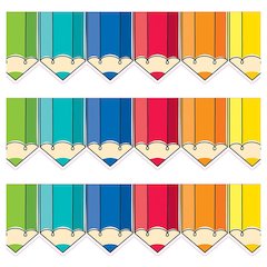 Core Decor Colorful Doodle Pencils EZ Border, 48 Feet Per Pack, 3 Packs