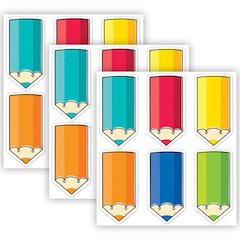 Core Decor Colorful Doodle Pencils 6 Inch Designer Cut-Outs 72 Per Pack, 3 Packs