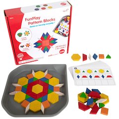 FunPlay Pattern Blocks - Set of 60 Wooden Math Manipulatives