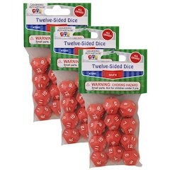 12-Sided Polyhedra Dice, 12 Per Pack, 3 Packs