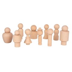 Wooden Community Figures - Set of 10 Wooden Peg Dolls for Kids