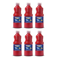 Washable Tempera Paint, Red, 16 oz, Pack of 6