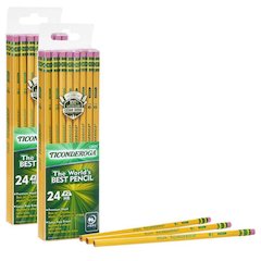 Pencils, #2 Soft, Yellow, Unsharpened, 24 Per Pack, 2 Packs