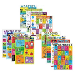 Pete the Cat Early Learning Small Poster Pack, 11" x 15-3/4", Pack of 12