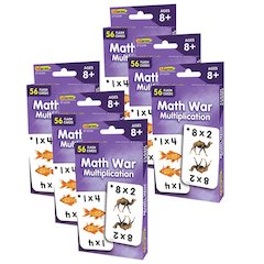 Math War (Multiplication) Flash Cards, 6 Packs
