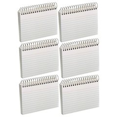 Spiral Index Cards, 3" x 5", White, Ruled, 50 Per Pack, 6 Packs